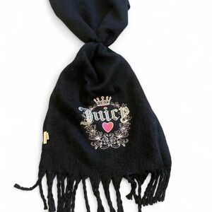 Juicy Couture oversized Black Label Patch Scarf with Pink Tag